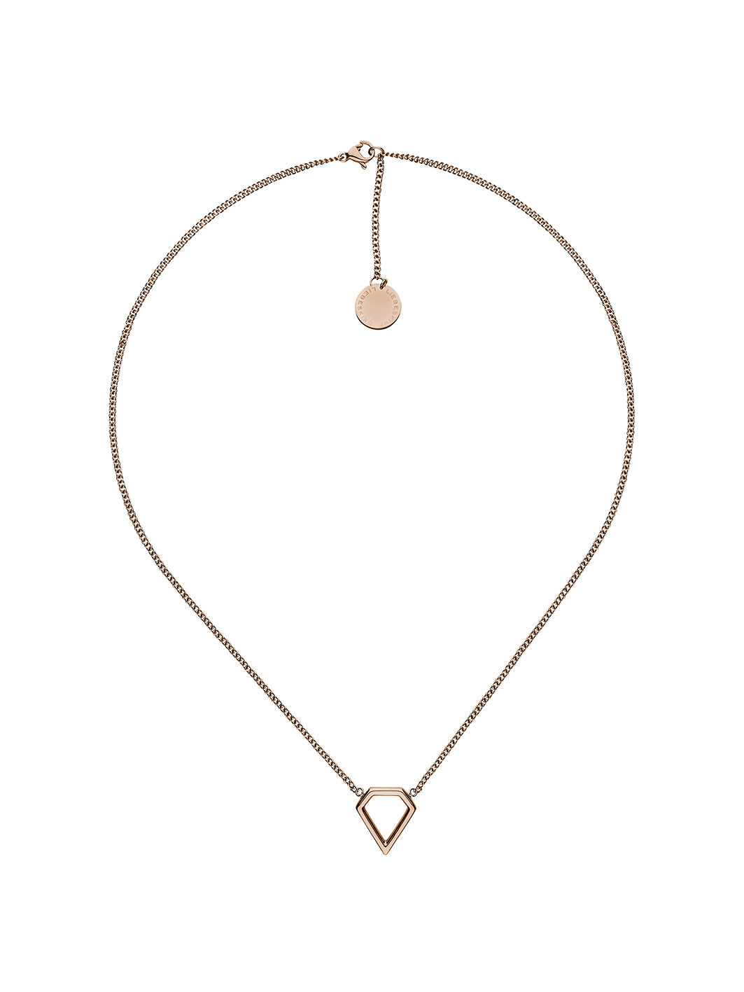 Die LIEBESKIND BERLIN Halskette - The Iconic von Liebeskind Berlin besteht aus einer goldenen Kette mit einem kleinen, runden Anhänger und einem zentralen, offenen, geometrischen Anhänger - ein lässiges Accessoire für jedes Outfit.