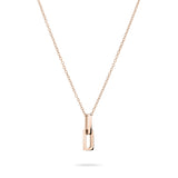 Liebeskind Berlin Halskette mit feiner Kette und einem aus zwei ineinandergreifenden Rechtecken bestehender Anhänger in der Farbe roségold; Produktbild