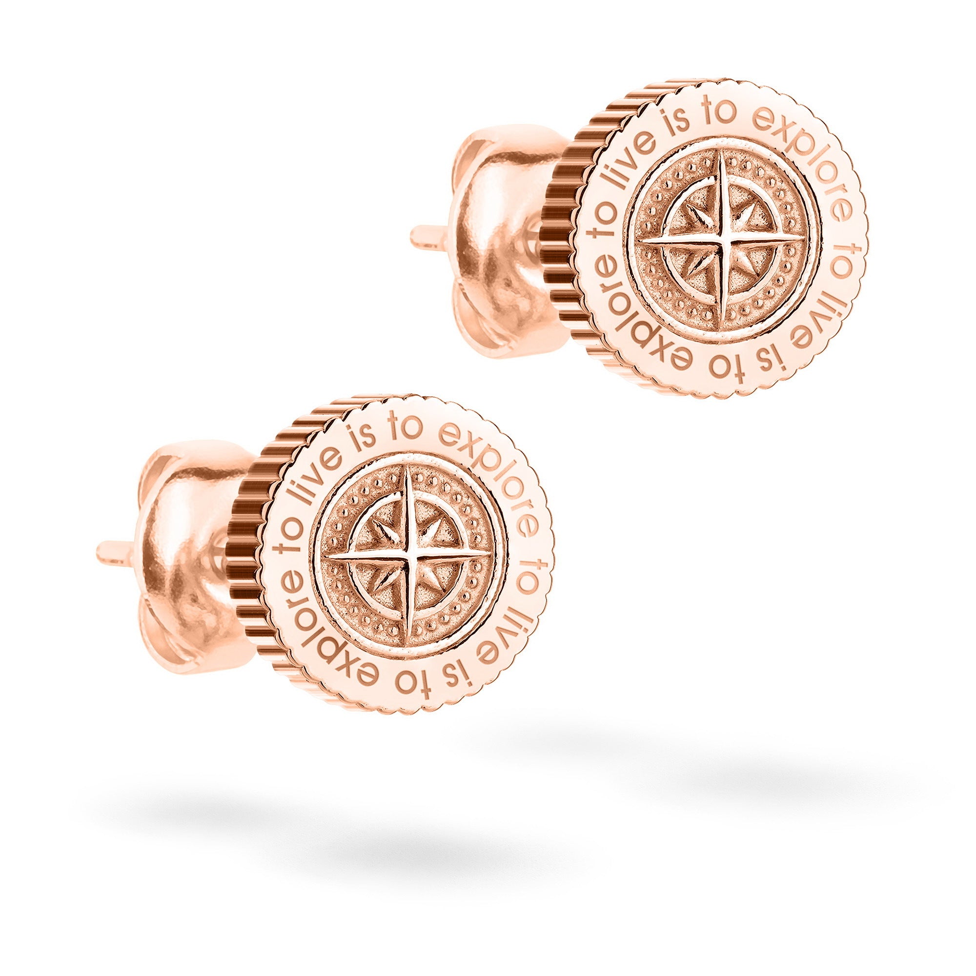 Fynch-Hatton Ohrstecker in Münzstruktur mit Nordstern-Design in der Farbe roségold; Produktbild