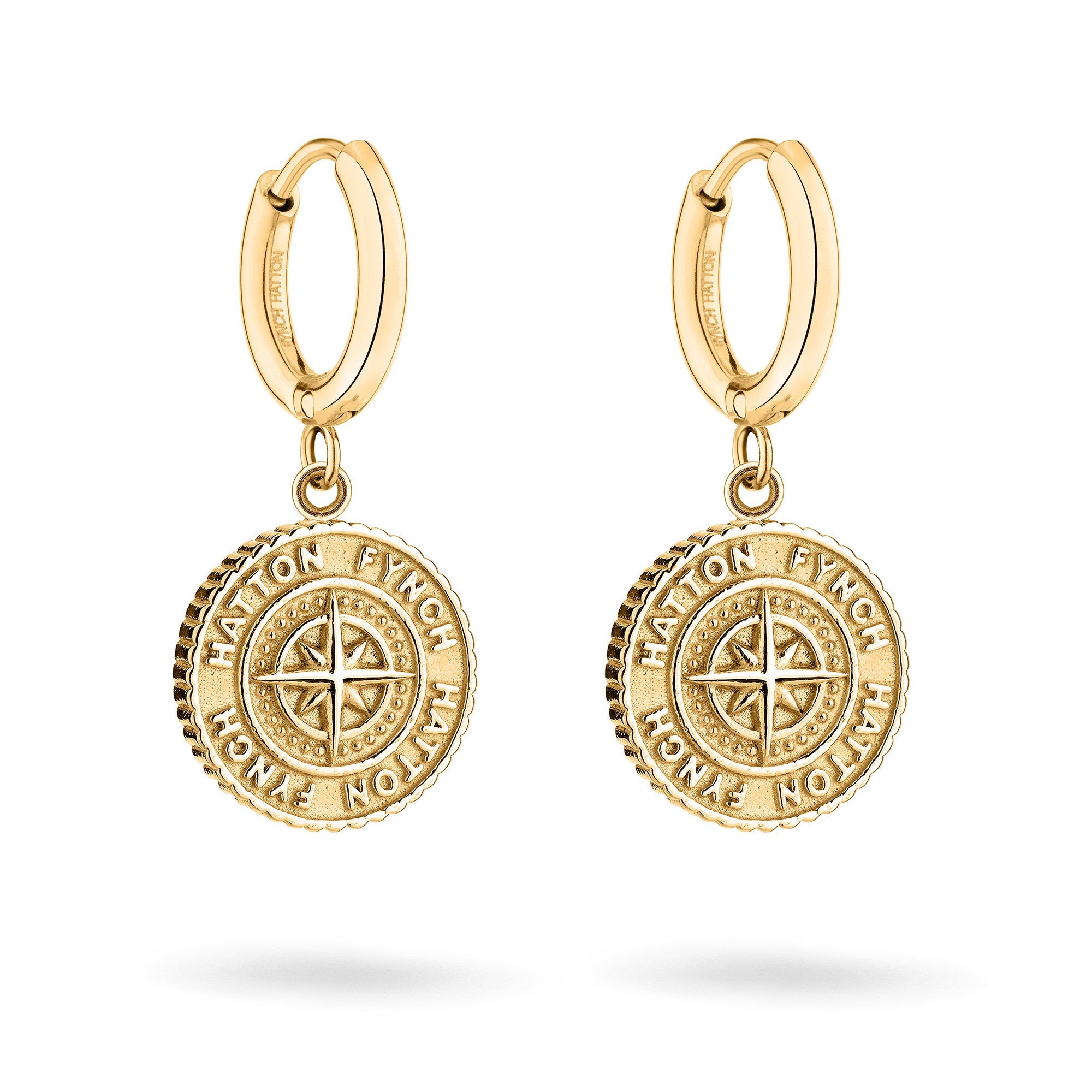 Fynch-Hatton Anhänger in Münzstruktur mit Nordstern-Design in der Farbe gold; Produktbild