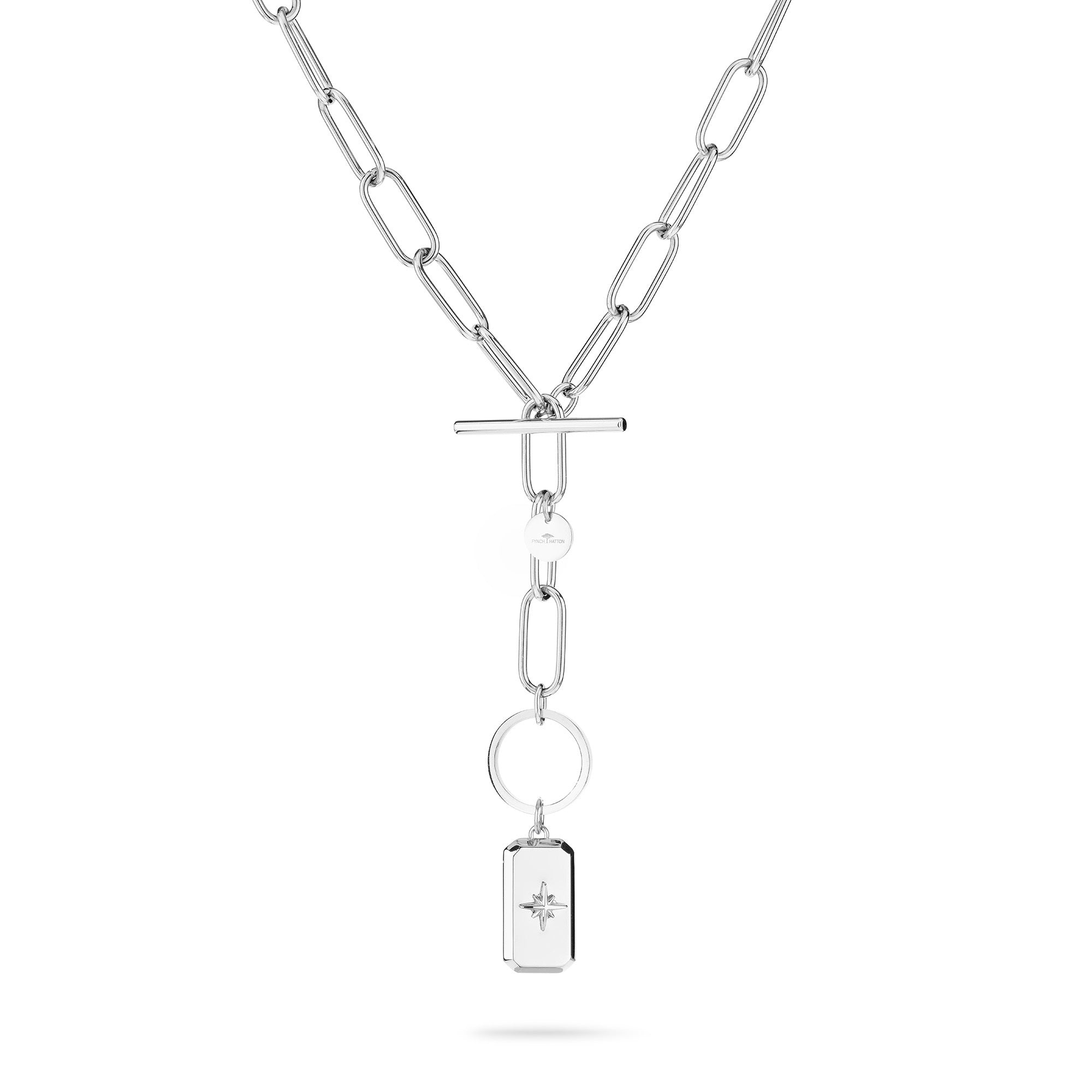 Fynch-Hatton Halskette bestehend aus einer silbernen Gliederkette mit Anhänger mit Nordstern-Design; Zusatzbild