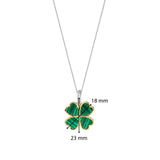 Die Ti Sento Milano Halskette - The Good Luck ist ein grüner Anhänger mit goldenem Besatz, gefertigt aus 925er Sterlingsilber und misst 18 x 23 mm.