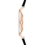 Liebeskind Berlin Armbanduhr mit Zifferblatt mit roségoldenen Indizes, roségoldenem Gehäuse und grauem Lederband; Produktbild