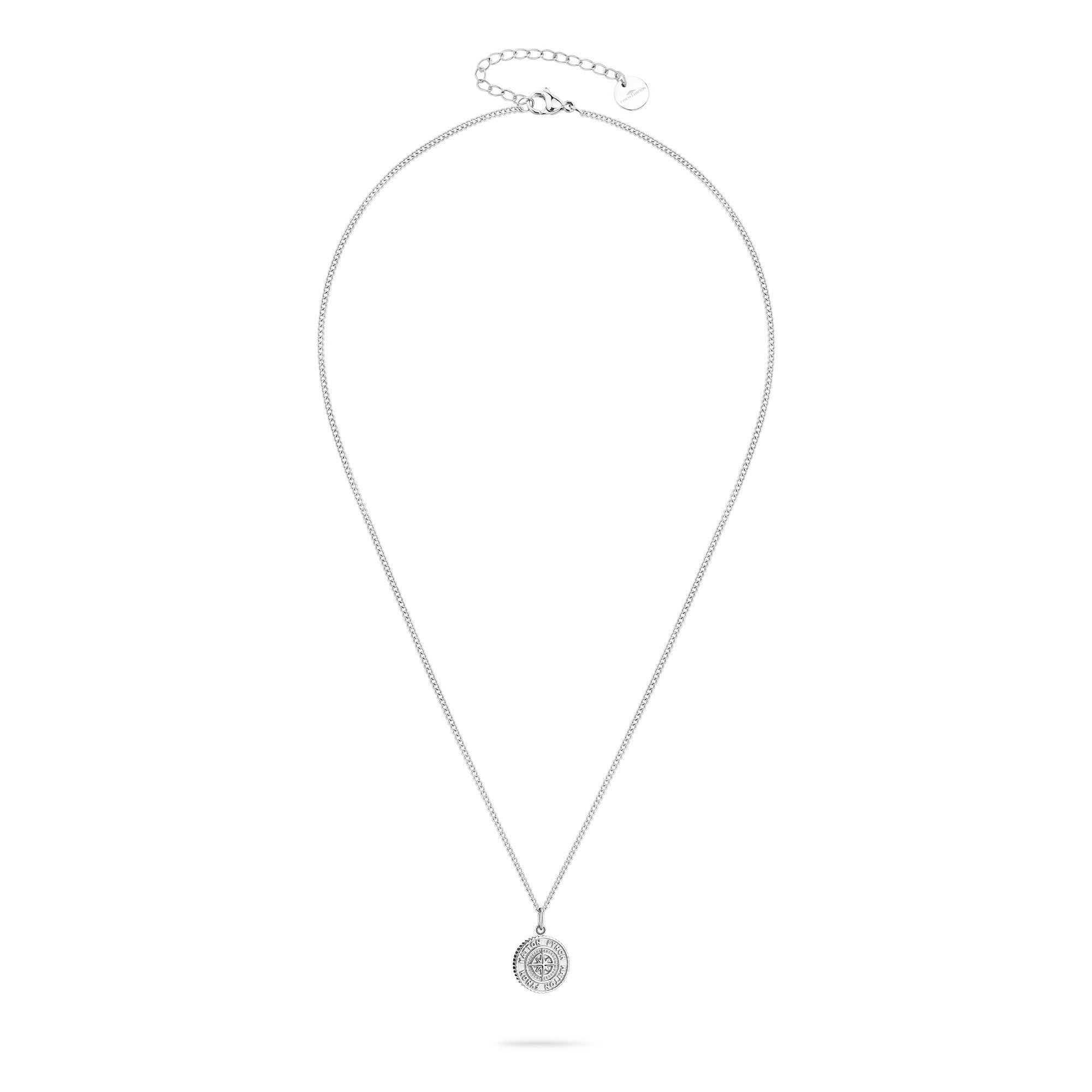 Fynch-Hatton Halskette bestehend aus einer feinen, silbernen Kette mit Münz-Anhänger mit Nordstern-Design; Zusatzbild