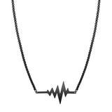 Liebeskind Berlin Halskette bestehend aus einer schwarzen feingliedrigen Kette mit einem Anhänger in Form eines Herzschlags; Produktbild