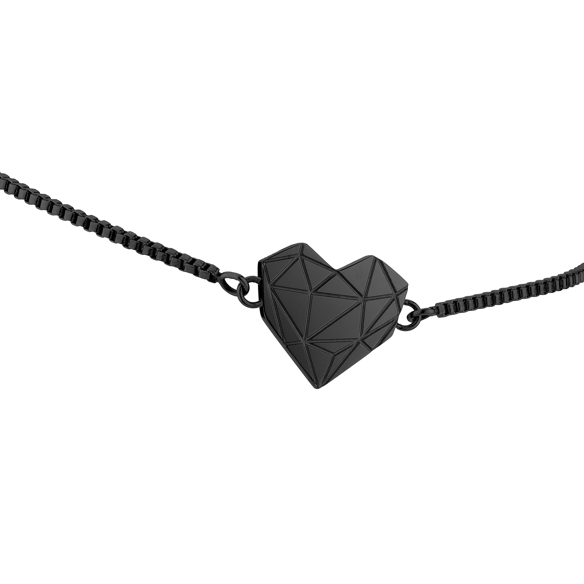 Liebeskind Berlin Armband bestehend aus einer schwarzen Venezianerkette mit geometrischem Herzanhänger; Zusatzbild