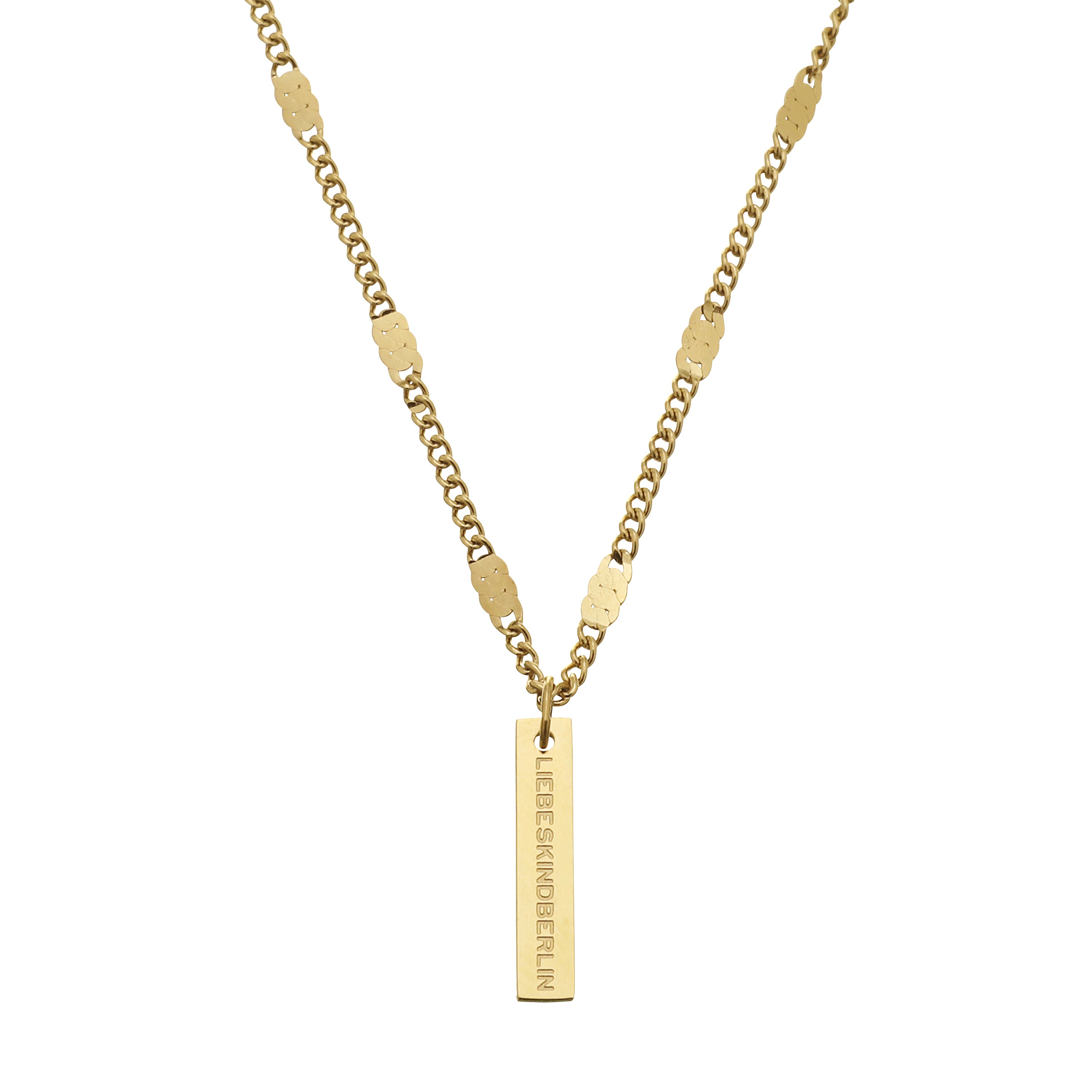 Liebeskind Berlin Halskette; individuell anpassbare Y-Kette in der Farbe gold Nahaufnahme