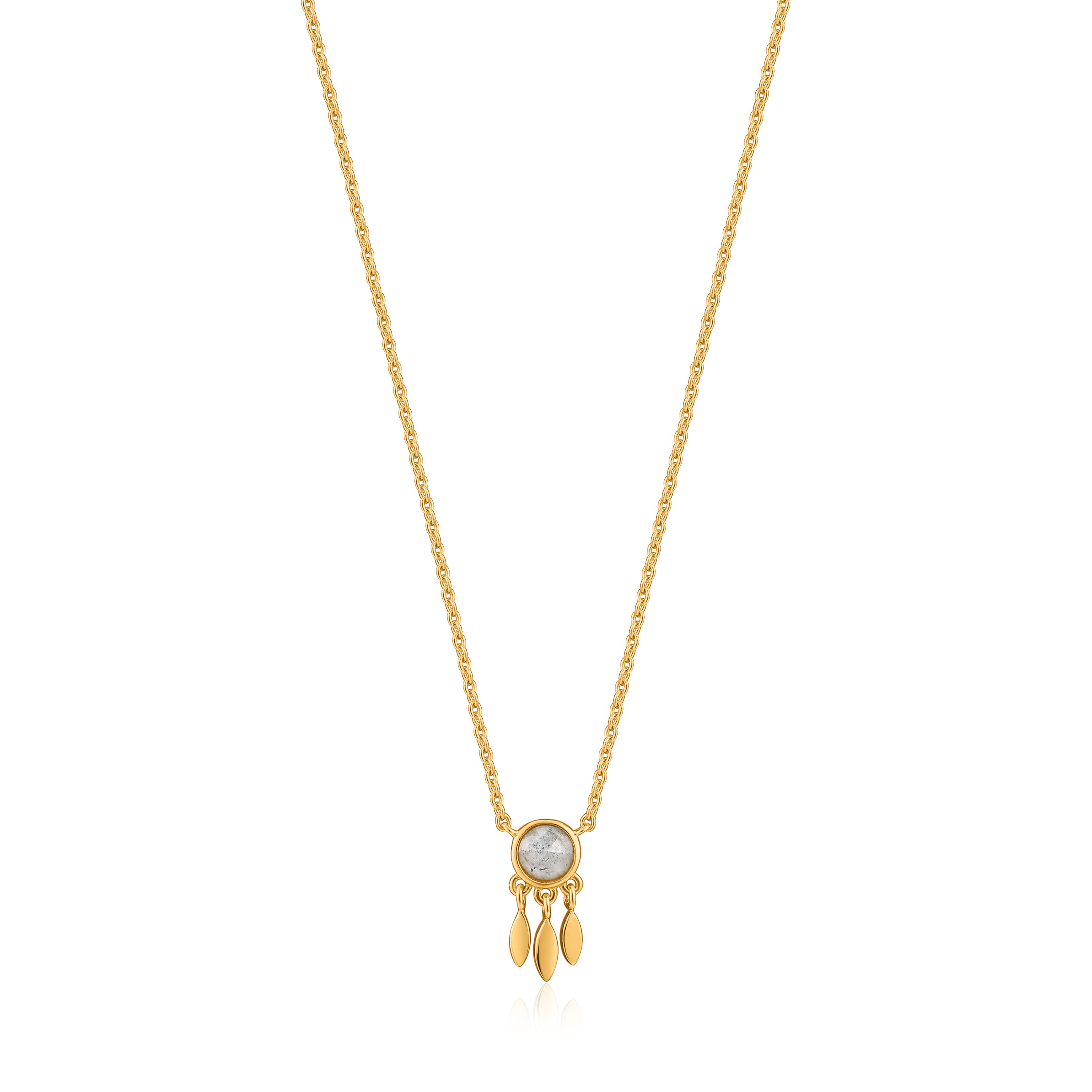 Ania Haie Halskette mit feiner Kette und 4mm großem Mondstein mit Fransendetails in der Farbe gold Produktbild