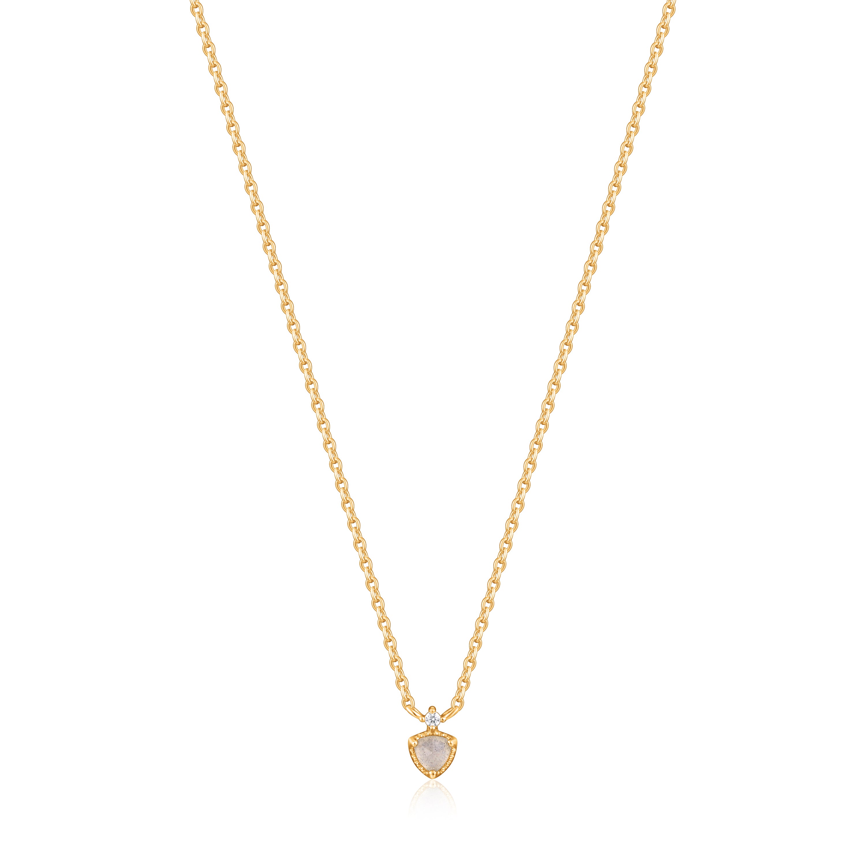 Ania Haie Halskette mit feiner Kette und Anhänger mit herzförmigem Mondstein in der Farbe gold Produktbild