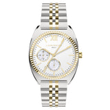 Liebeskind Berlin Armbanduhr mit silbernem Gehäuse, goldener geriffelten Lünette, Multifunktionswerk und bicolor gold silbernem Edelstahlband Produktbild