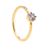 PDPaola Ring in der Farbe gold mit einem quadratischem Glitzerstein; Größe 54, Produktbild