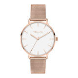 Tamaris Armbanduhr mit roségoldenem Gehäuse und roségoldenem Mesh-Armband Produktbild
