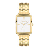 Tamaris Armbanduhr mit eckigem goldenem Gehäuse und goldenem Edelstahlband Produktbild