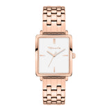 Tamaris Armbanduhr mit eckigem roségoldenem Gehäuse und roségoldenem Edelstahlband Produktbild