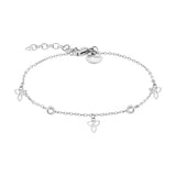 Das Tamaris Armband - Flower von Tamaris ist aus Silber gefertigt, mit zarten Blumenanhängern und zwei kleinen Zirkoniasteinen an einer feinen Kette.
