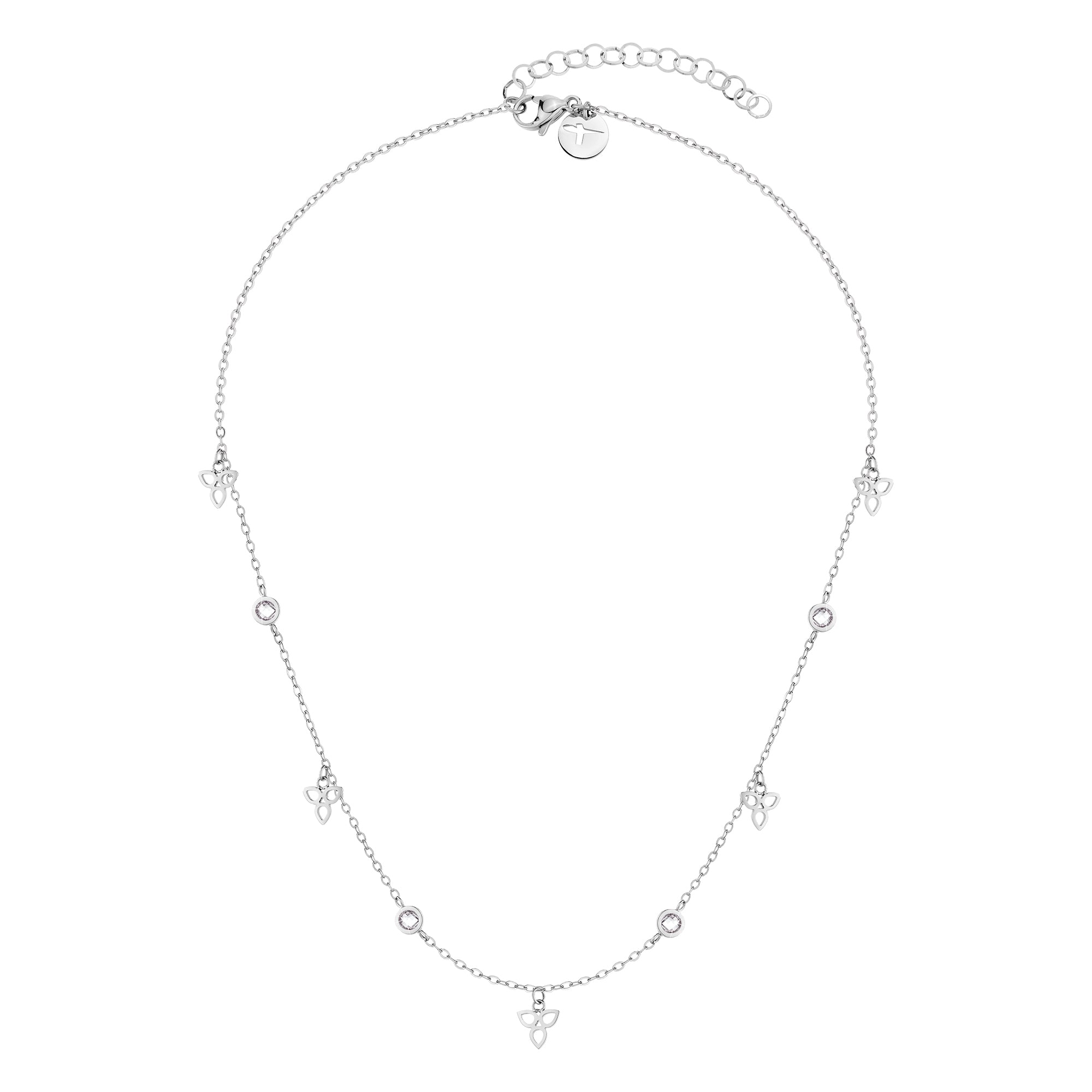 Tamaris Halskette mit feiner Gliederkette, Blütenanhängern und Zirkoniasteinen in der Farbe silber Zusatzbild