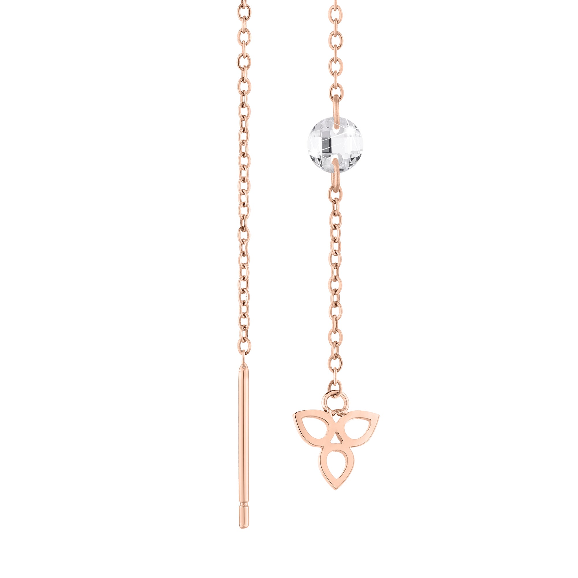 Die Ohrhänger - Flower von Tamaris aus Roségold sind mit einer runden Zirkonia-Perle und einem filigranen, blattförmigen Anhänger versehen, der für einen eleganten, floral inspirierten Look sorgt.