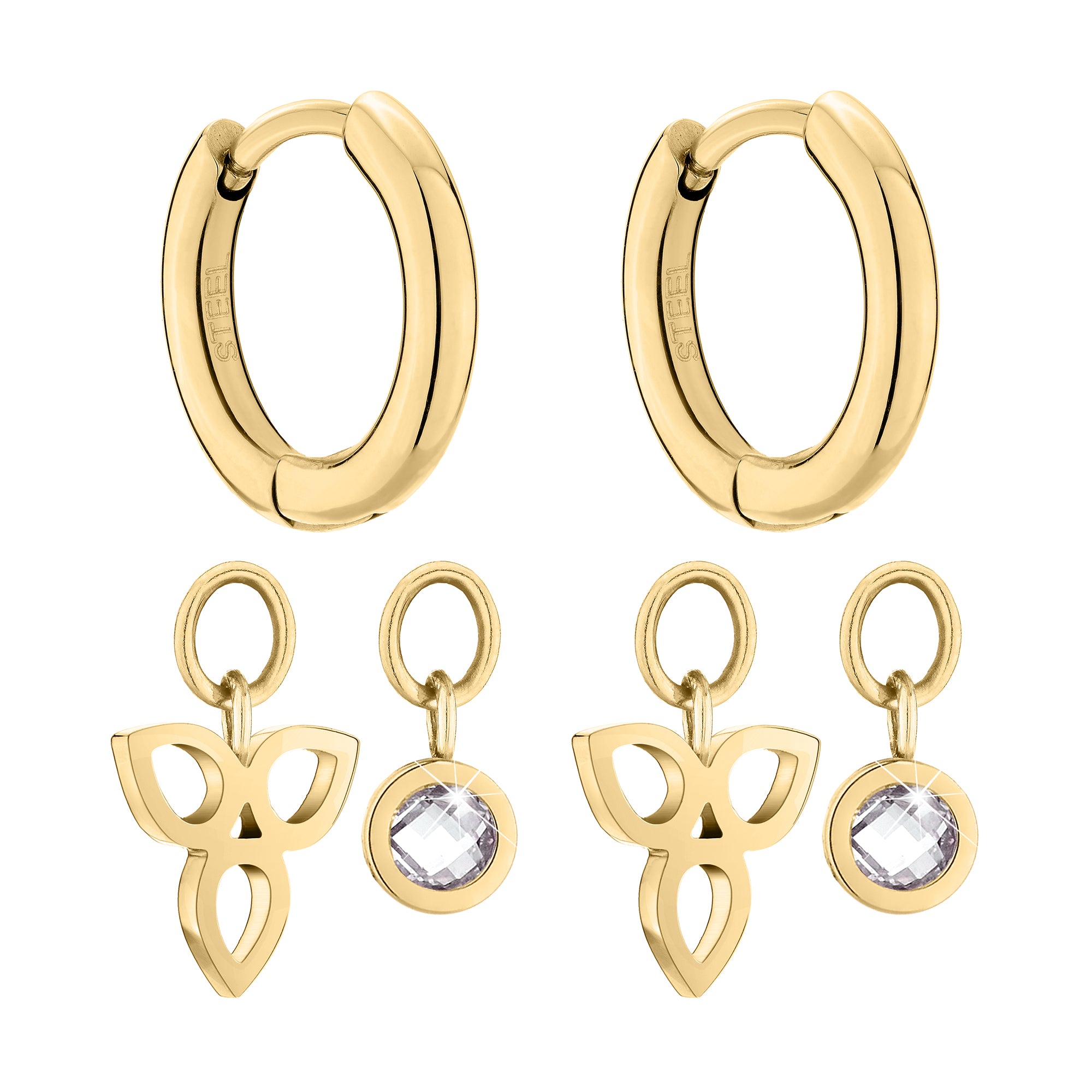 Tamaris Creole - Flower; individuell anpassbar mit Blütenanhänger und Zirkoniastein in der Farbe gold Produktbild Bestandteile