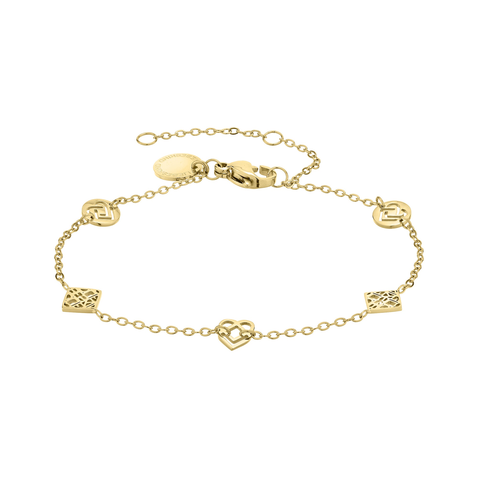 Liebeskind Berlin Armband mit fünf unterschiedlichen Charms in der Farbe gold Produktbild