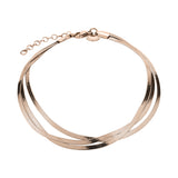 Liebeskind Berlin Fußkette mit drei flachen Schlangenketten im layering Style in der Farbe roségold Produktbild