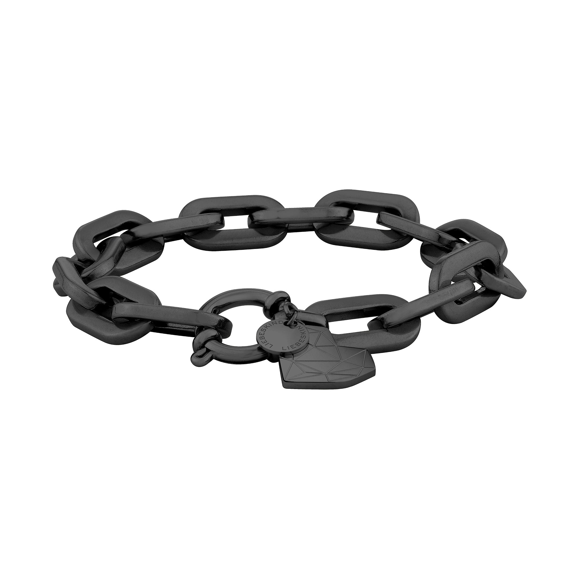 Liebeskind Berlin Armband - Chunky Heart; grobe Gliederkette mit grafischem Herzanhänger in der Farbe schwarz Produktbild