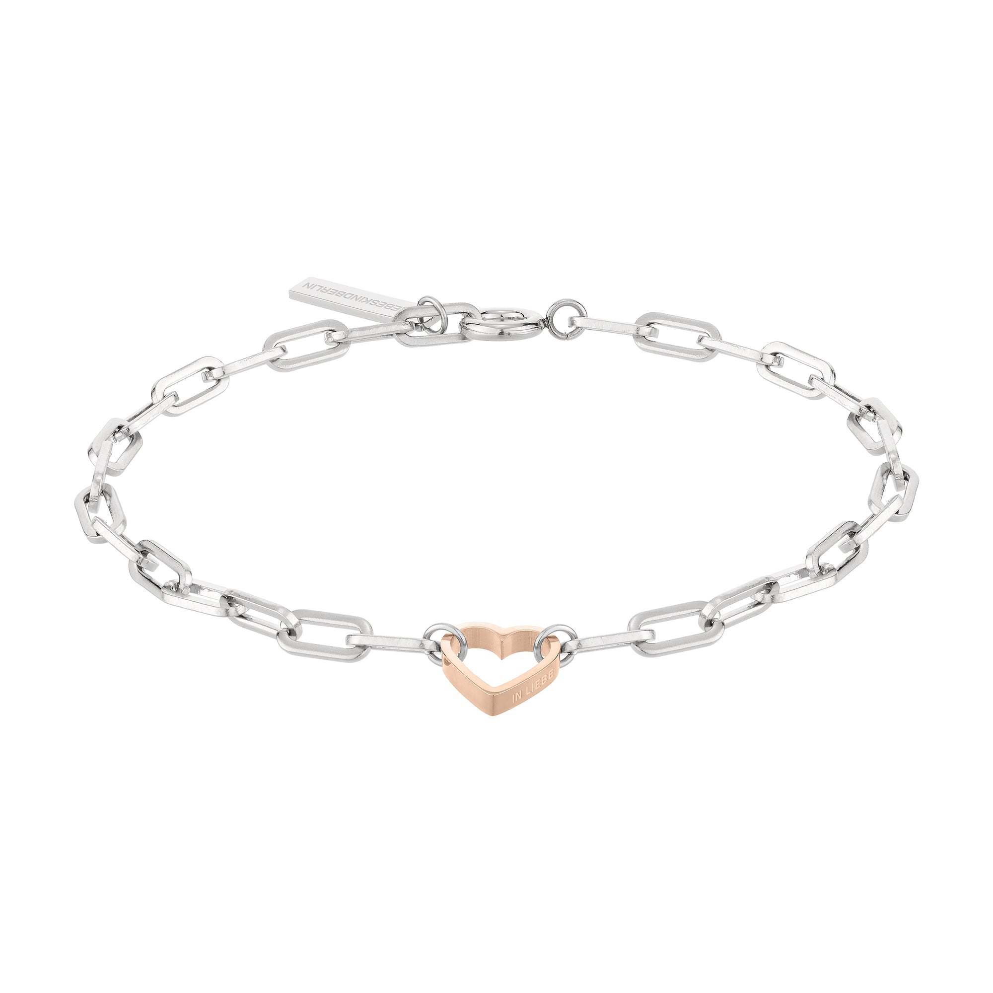 Liebeskind Berlin Armband - In Liebe; grobe Gliederkette mit Herzanhänger, bicolor Produktbild