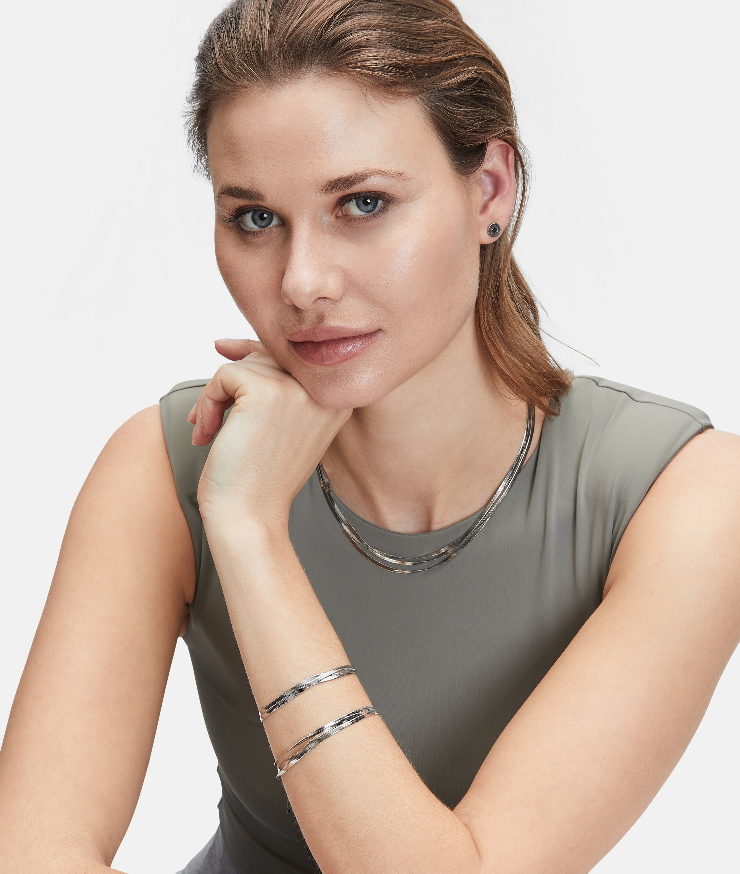 Liebeskind Berlin Armband - Snake Chain; Layering Armband in der Farbe silber Tragebild