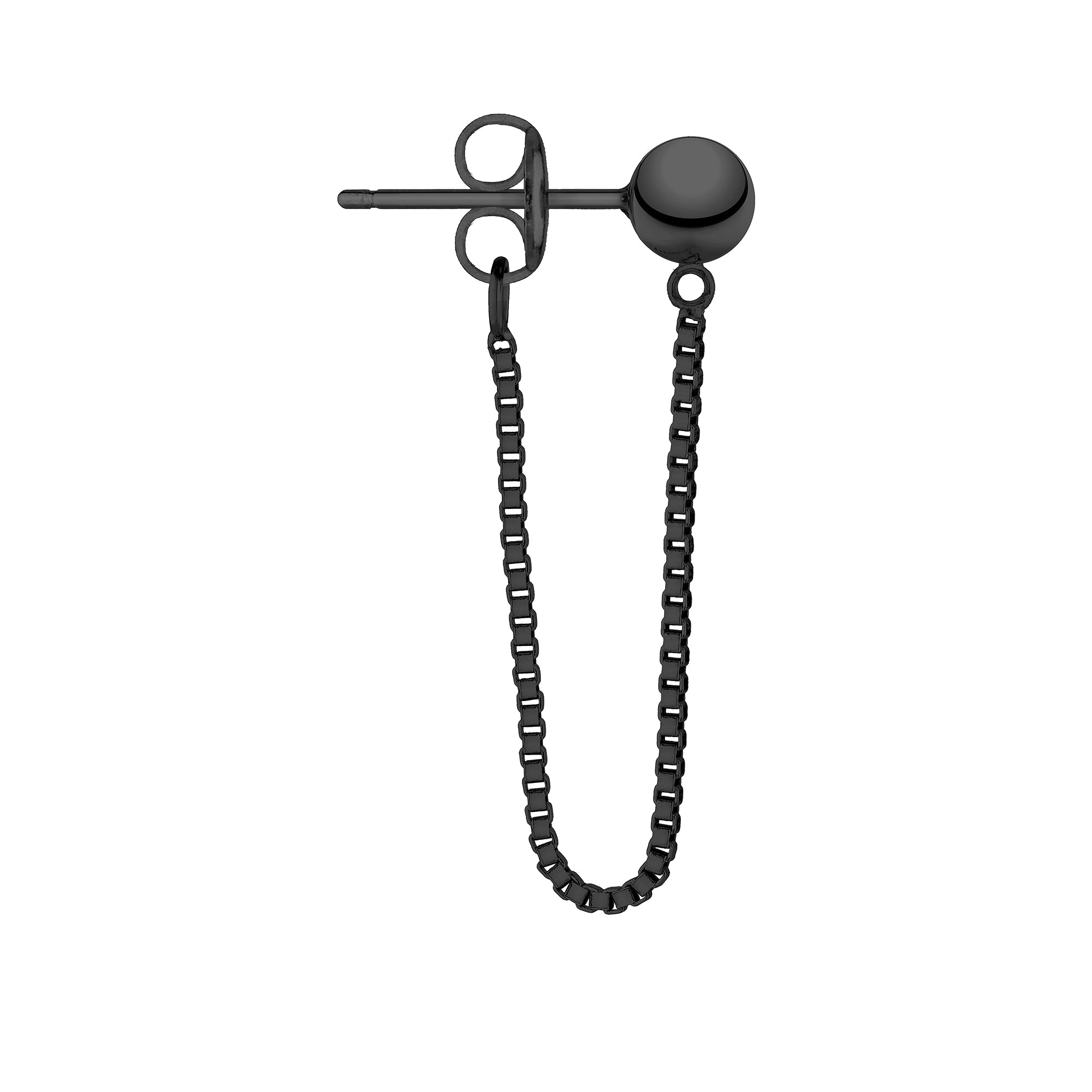 Liebeskind Berlin Ohrhänger - Basic mit Kugelstecker und Kette in der Farbe schwarz Seitenansicht
