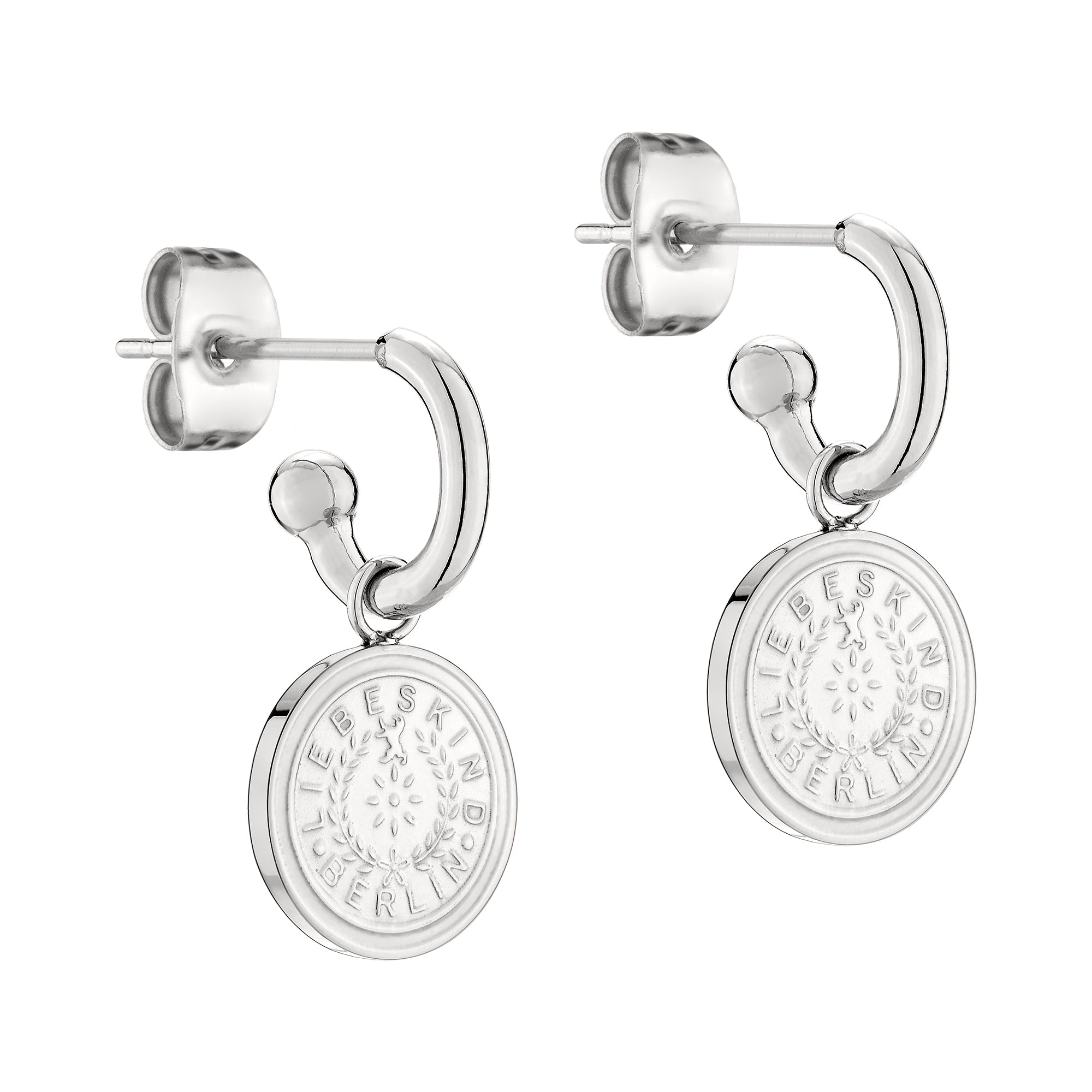 Liebeskind Berlin Creole mit abnehmbaren Münzanhänger im Vintage-Design in der Farbe silber Produktbild