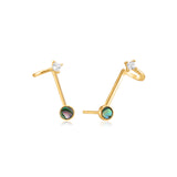 Der Ania Haie Ohrstecker - Turning Tides Hidden Gem besticht durch Abalone-Muscheln und Zirkonia-Akzente in einem modernen, geometrischen Design.