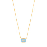 Ania Haie Halskette mit feiner Kette und länglichem Zirkonia-Anhänger mit blauer Emaille-Beschichtung in der Farbe gold Produktbild