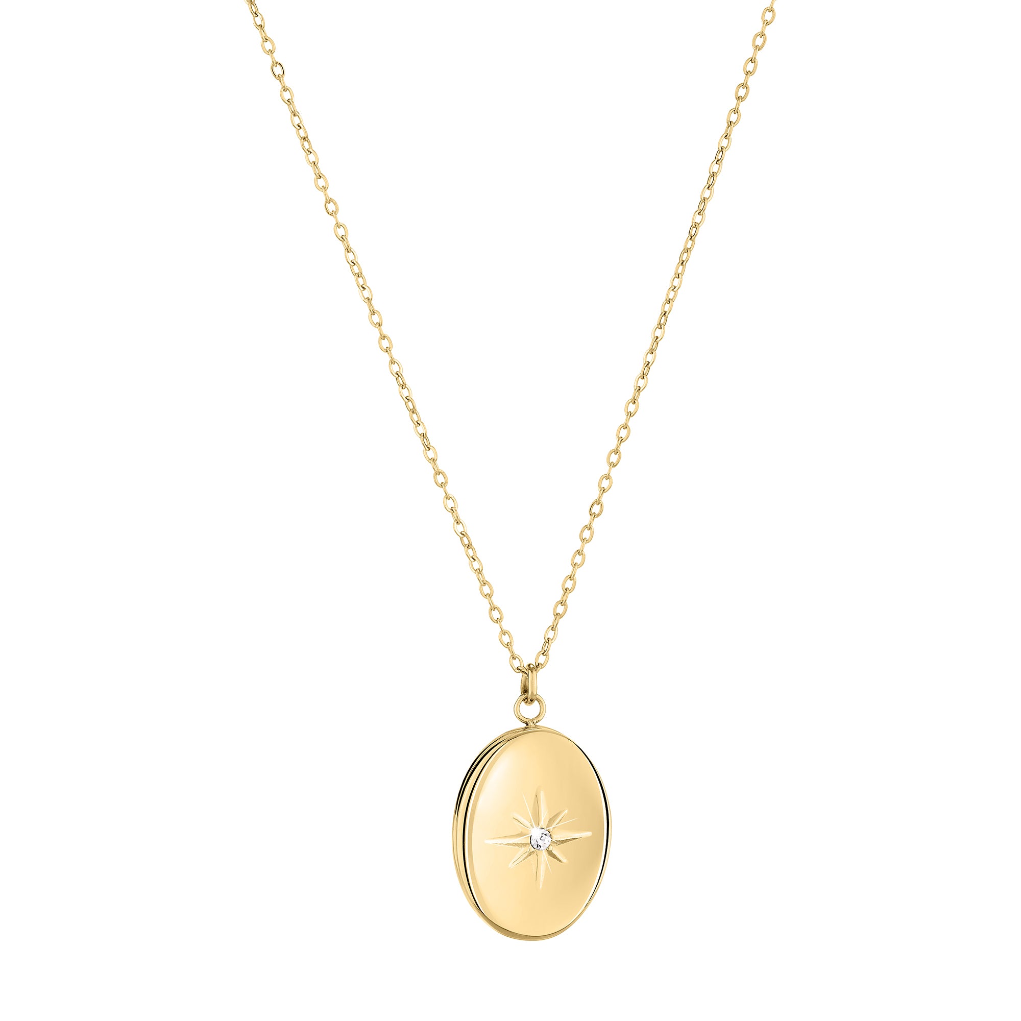Tamaris Halskette mit Medaillon-Anhänger mit Sternmotiv und zentriertem Zirkonia in der Farbe gold Produktbild