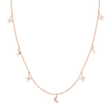 Tamaris Halskette mit feiner Kette und Stern- sowie Mondanhängern mit Zirkoniasteinen in der Farbe roségold Produktbild