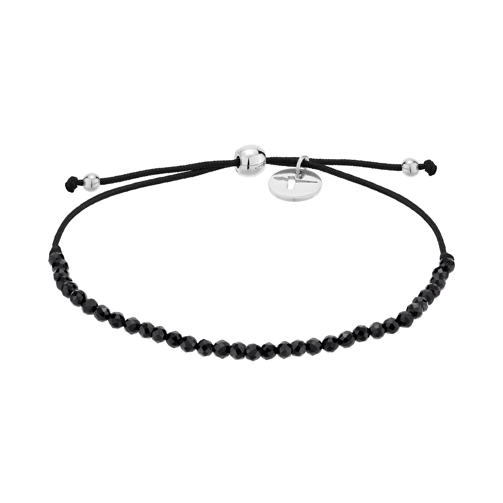 Tamaris Beads-Armband mit Stoffband, Turmalin in der Farbe schwarz und silbernen Akzenten Produktbild