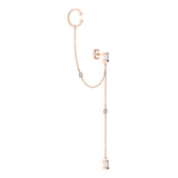 Tamaris Ohrhänger mit integriertem Earcuff und Zirkoniasteinen entlang einer feinen Kette in der Farbe roségold Produktbild