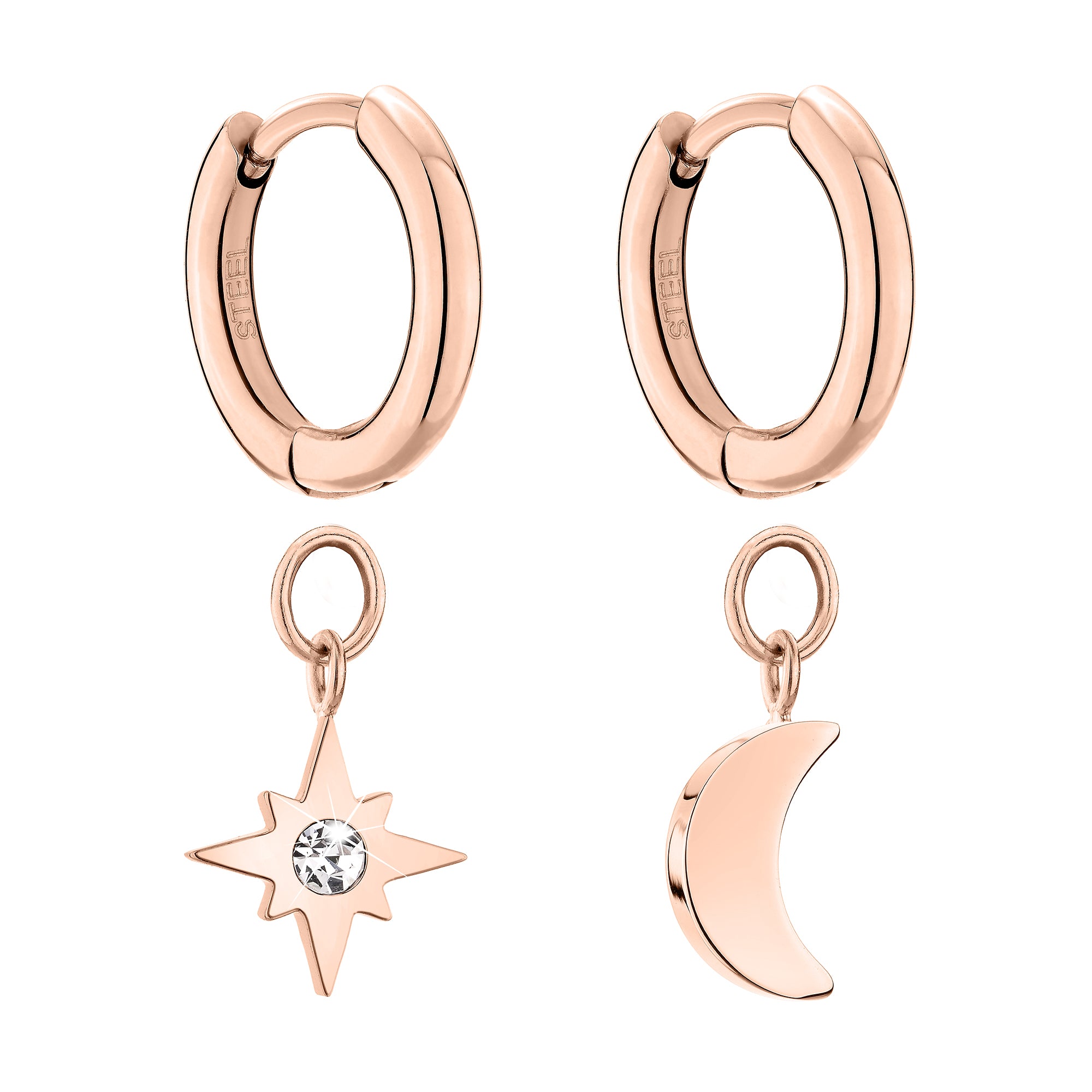 Tamaris Creole mit Mond- und steinbesetzten Sternanhänger in der Farbe roségold Zusatzbild