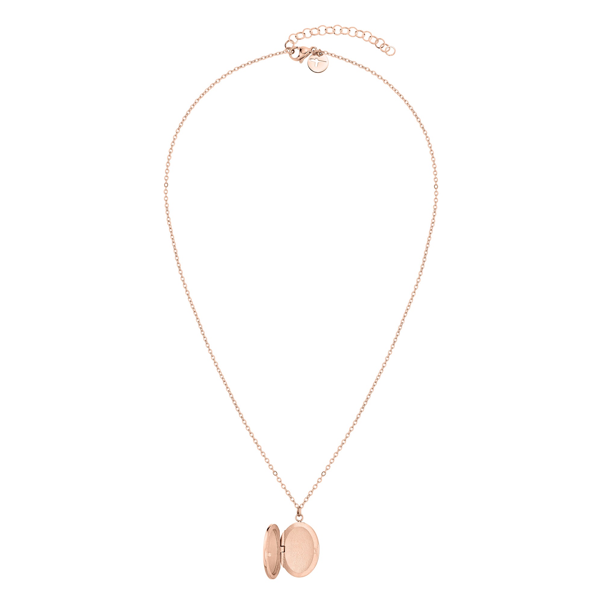 Tamaris Halskette mit Medaillon-Anhänger mit Sternmotiv und zentriertem Zirkonia in der Farbe roségold; Zusatzbild im geöffnetem Zustand