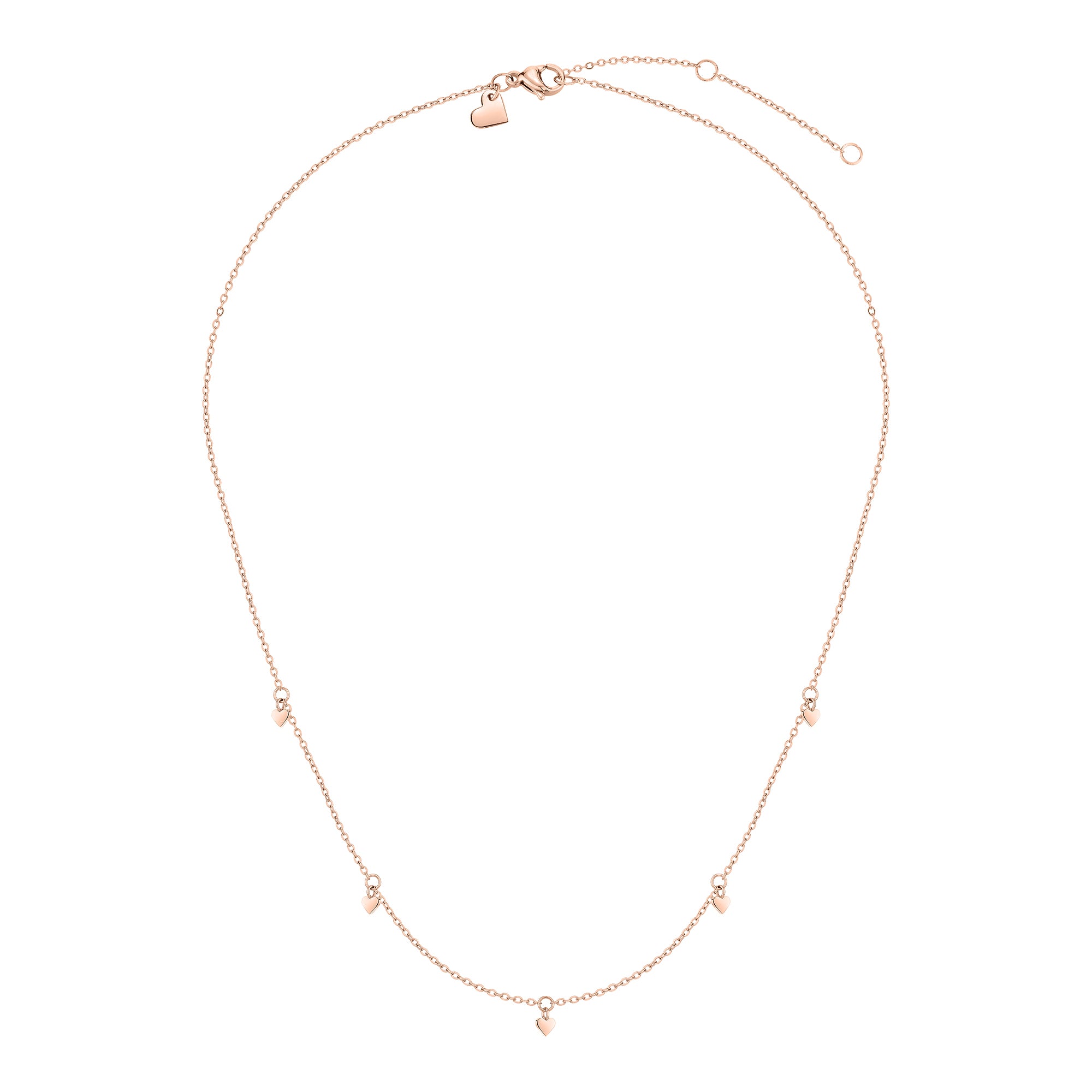 Tamaris Halskette mit feiner Kette und mehreren kleinen Herzanhängern in der Farbe roségold Zusatzbild