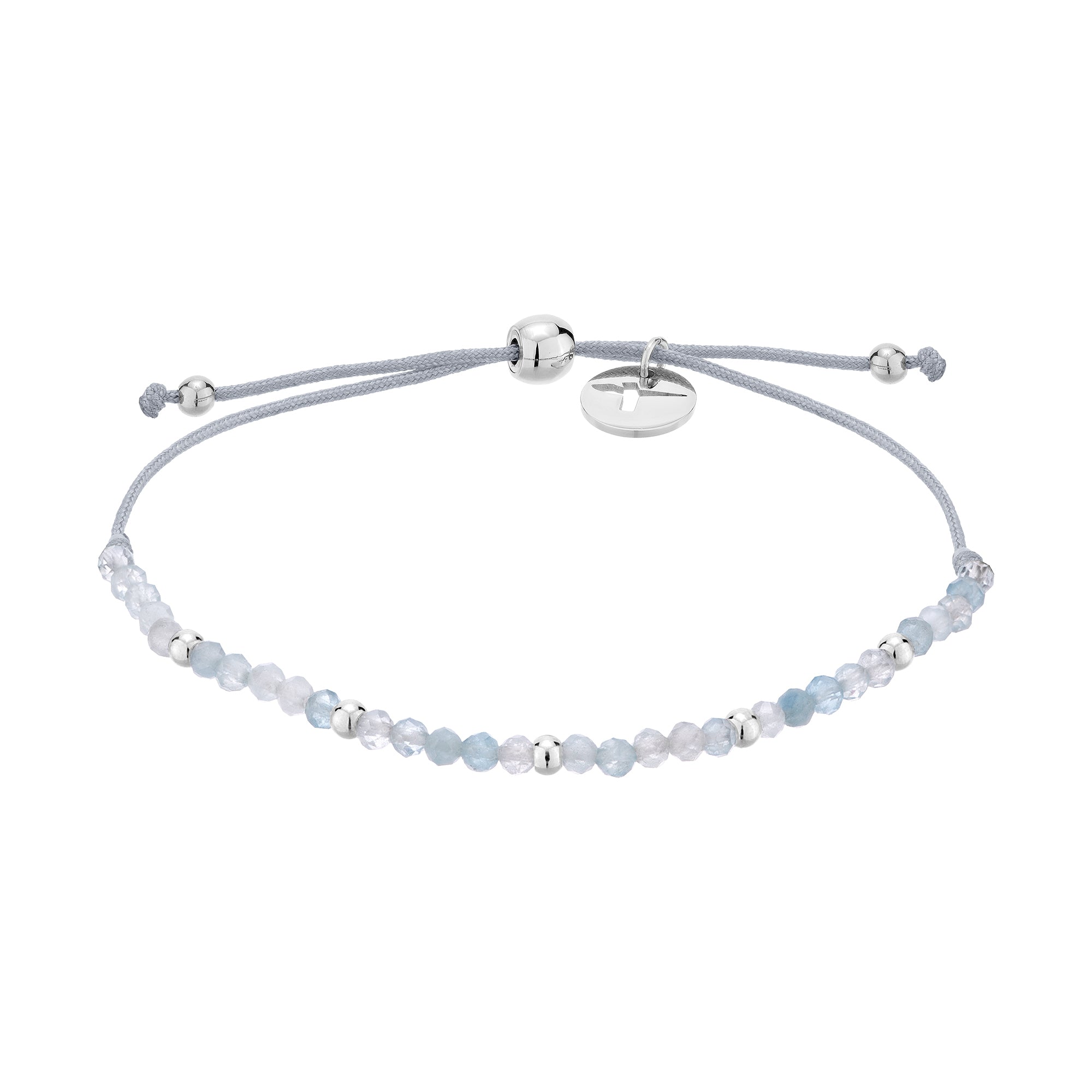Tamaris Beads-Armband mit Stoffband, Aquamarin-Beads und Silberdetails Produktbild