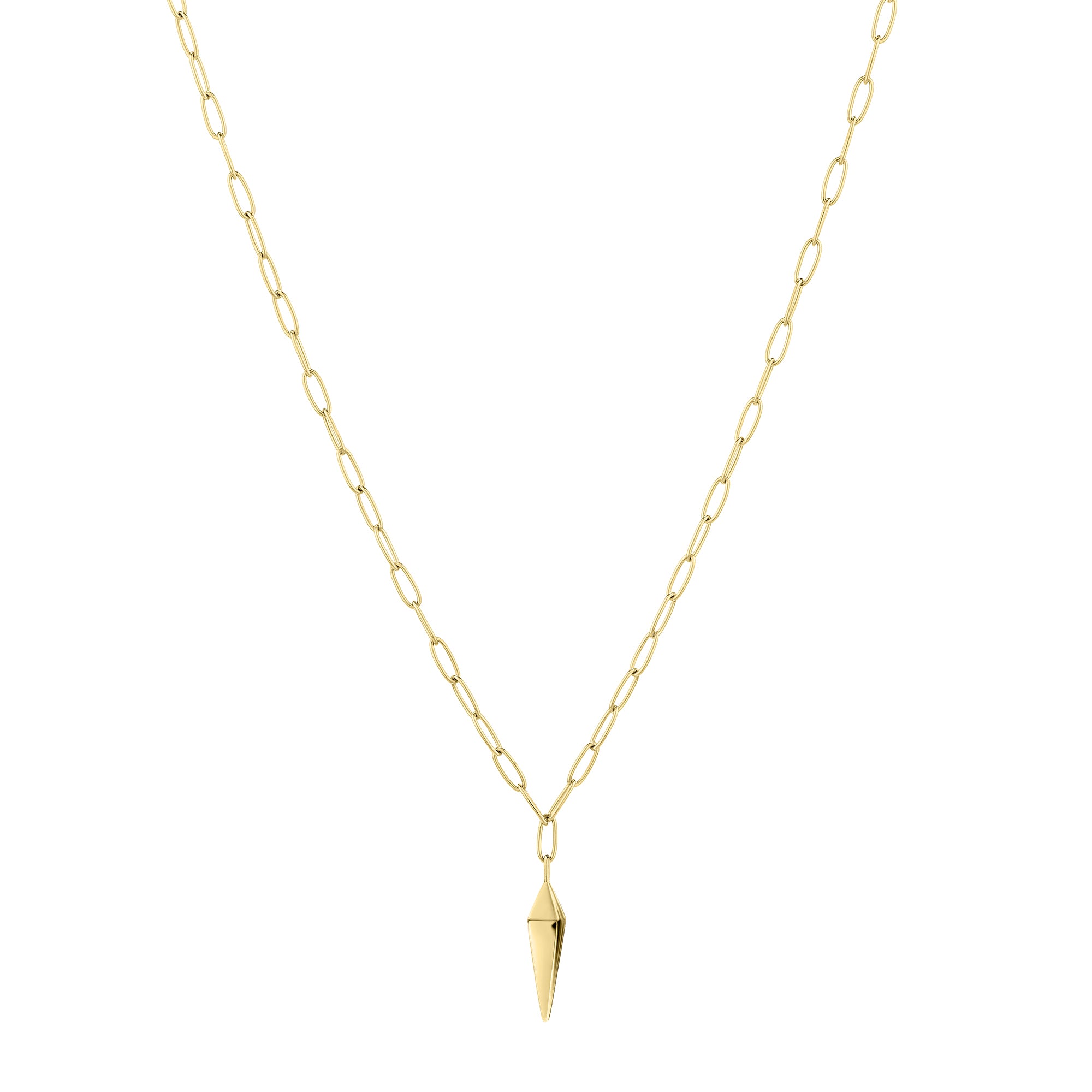 Liebeskind Berlin Halskette mit grober Ankerkette und geometrischem Pendulum-Anhänger in der Farbe gold Produktbild