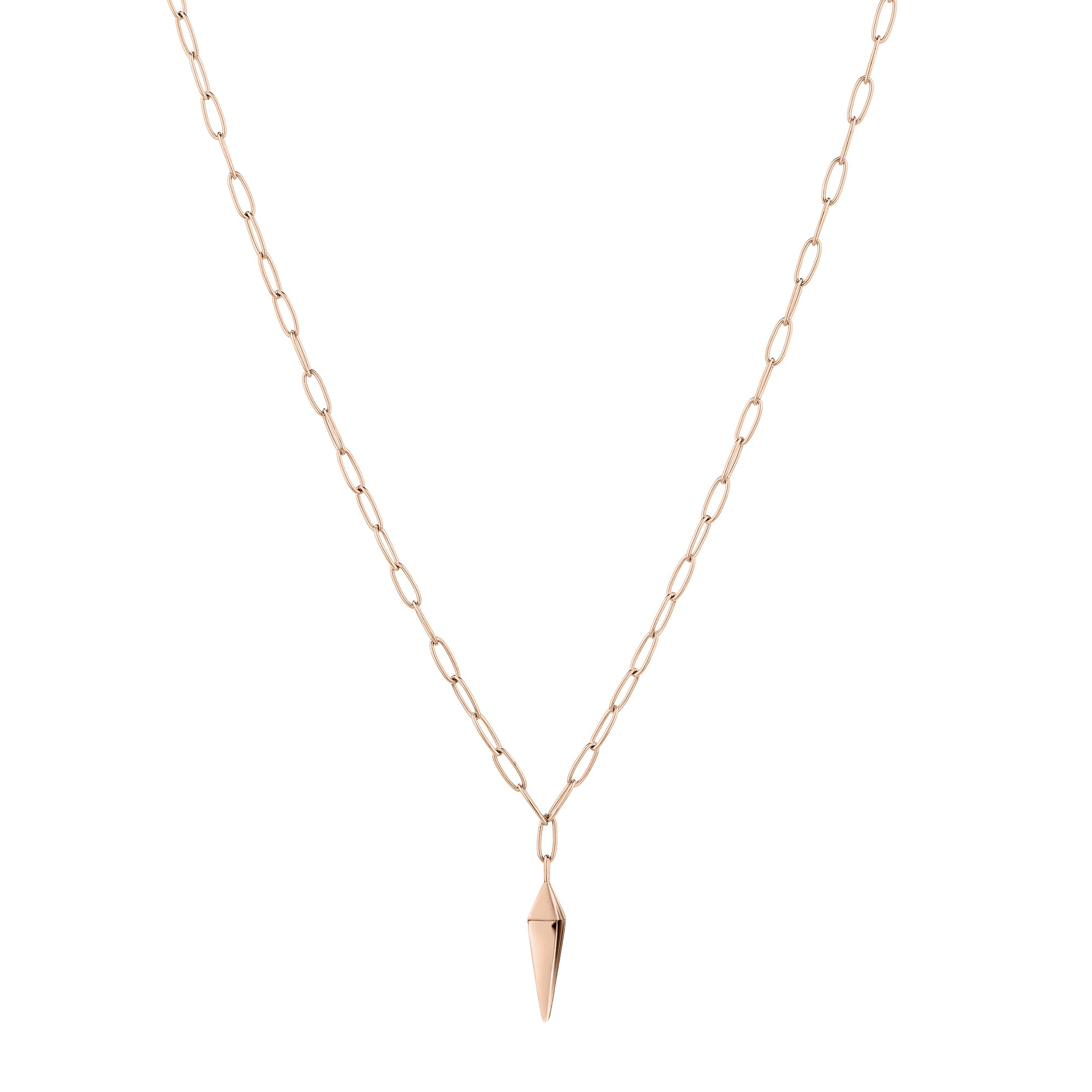 Liebeskind Berlin Halskette mit grober Ankerkette und geometrischem Pendulum-Anhänger in der Farbe roségold Produktbild