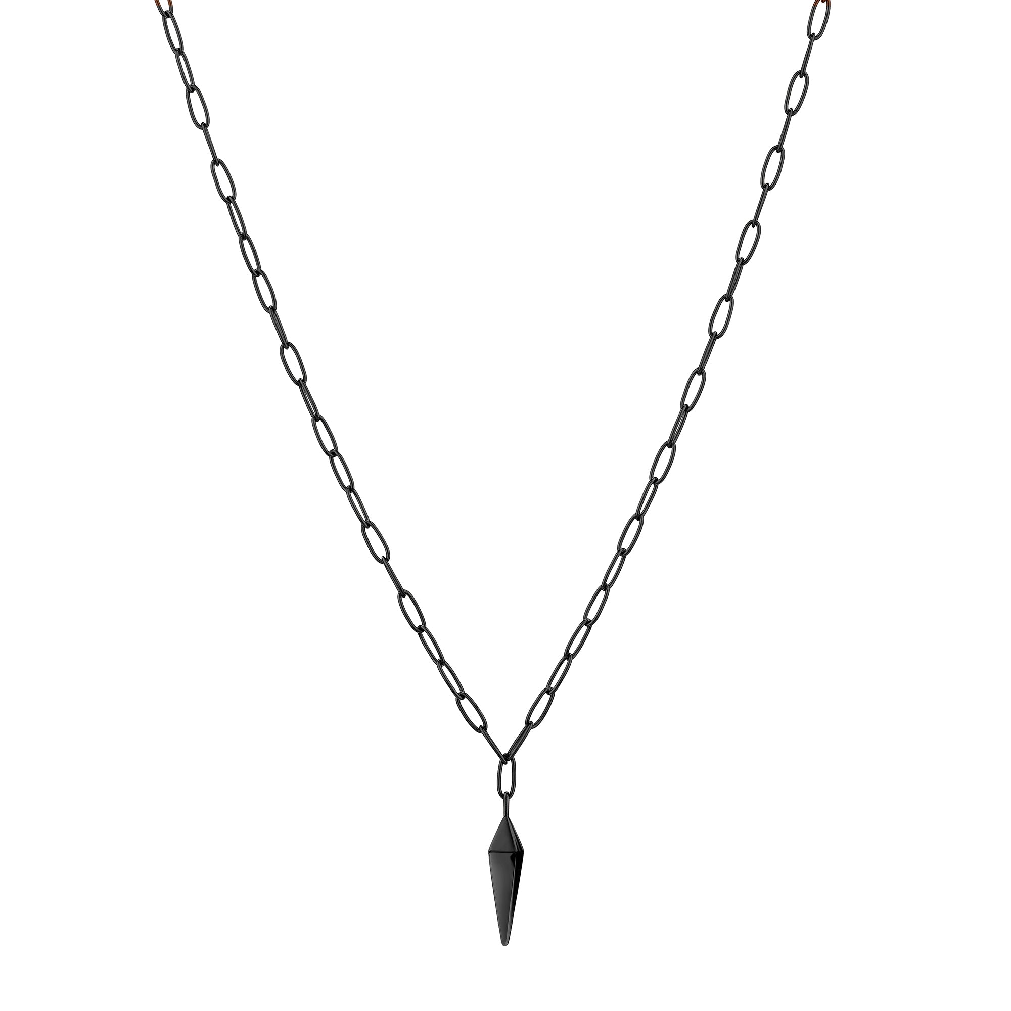 Liebeskind Berlin Halskette mit grober Ankerkette und geometrischem Pendulum-Anhänger in der Farbe schwarz Produktbild