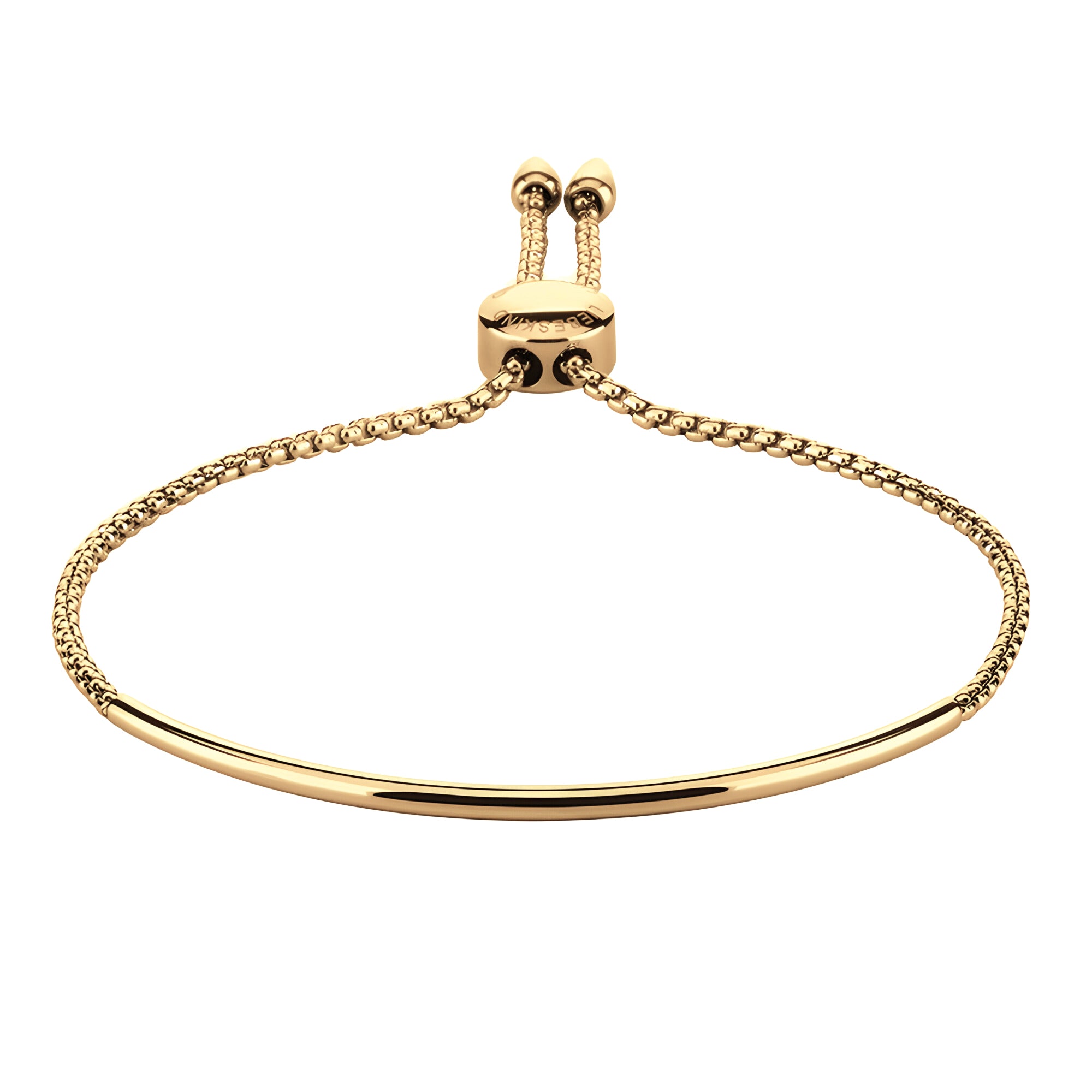 Liebeskind Berlin Armband bestehend aus einer goldenen Kette und einem Metallstreifen; Produktbild