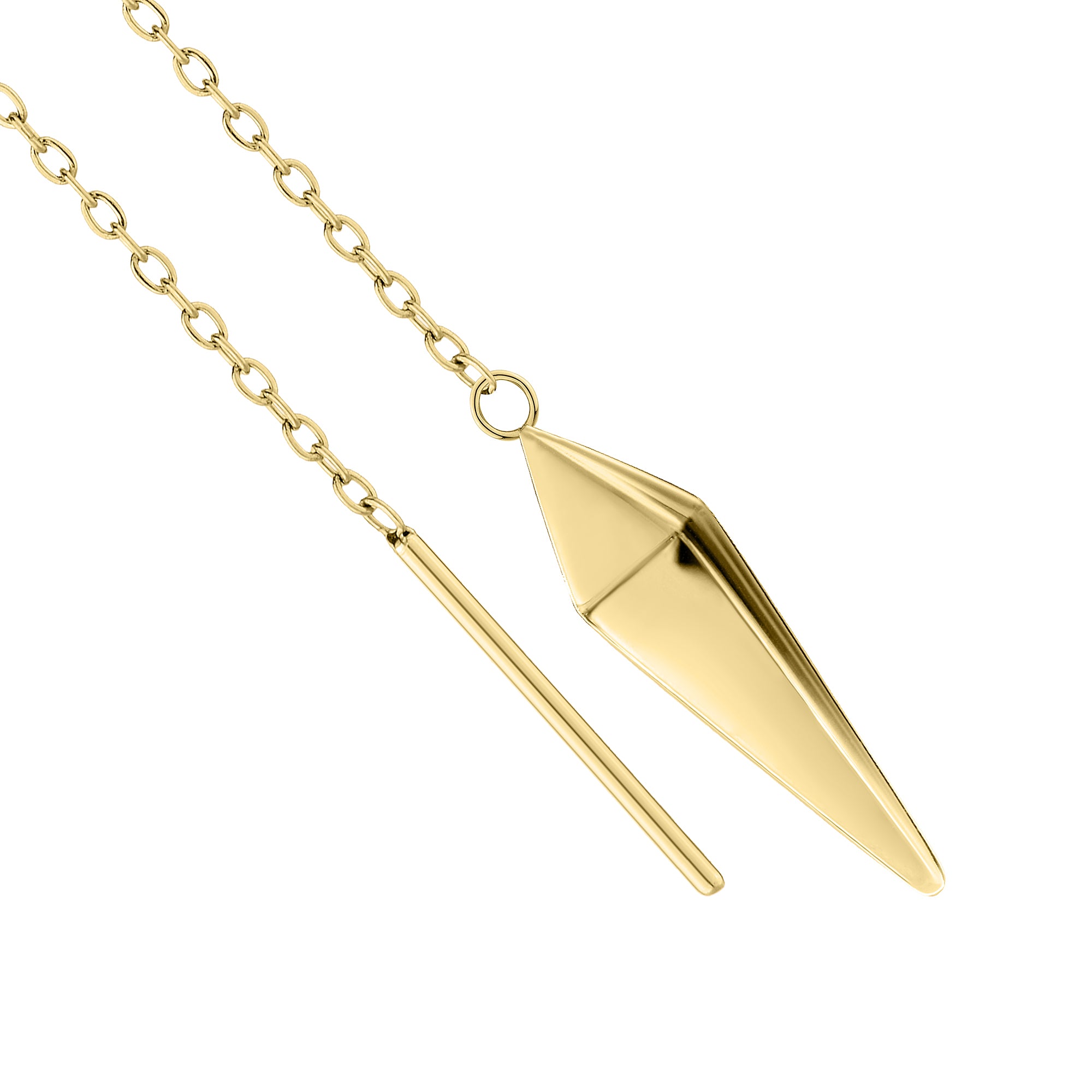 Liebeskind Berlin Ohrhänger mit geometrischem Pendulum-Anhänger in der Farbe gold Nahaufnahme