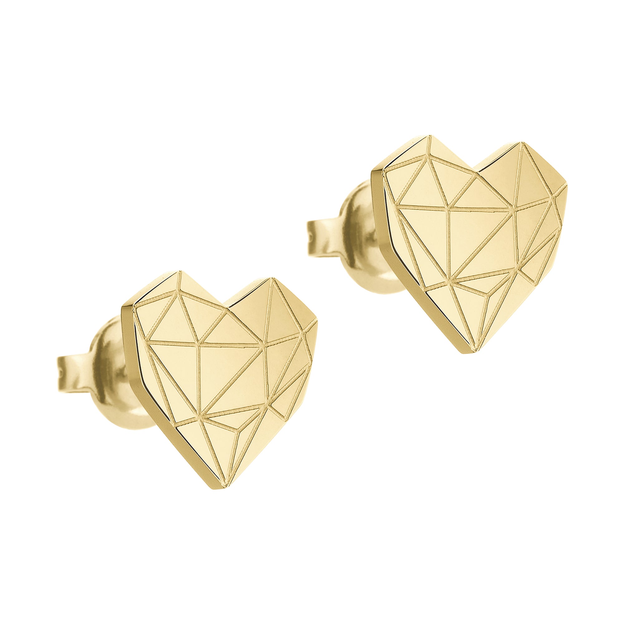 Liebeskind Berlin Ohrstecker in geometrischer Herzstruktur mit grafischen Elementen, in der Farbe gold; Produktbild