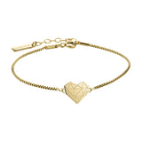 Liebeskind Berlin Armband bestehend aus einer goldenen Venezianerkette und einem geometrischen Herzanhänger mit grafischen Elementen; Produktbild