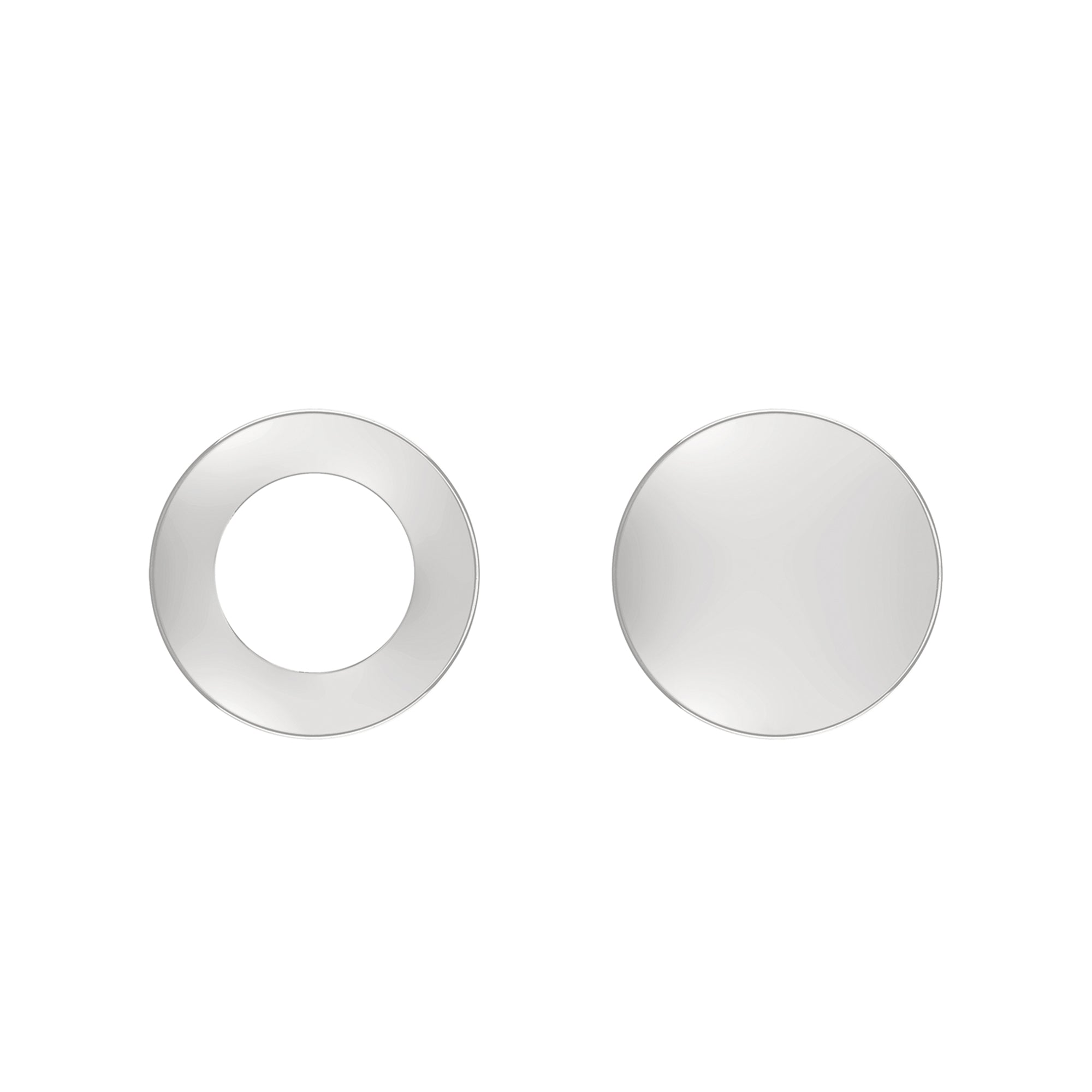 LIEBESKIND BERLIN Ohrstecker - Die Geometric von Liebeskind Berlin bestehen aus zwei flachen, runden Scheiben - eine massiv, eine mit Loch in der Mitte -, die als eleganter Edelstahl Schmuck Ohrstecker Damen gefertigt sind und auf weißem Untergrund besonders gut zur Geltung kommen.