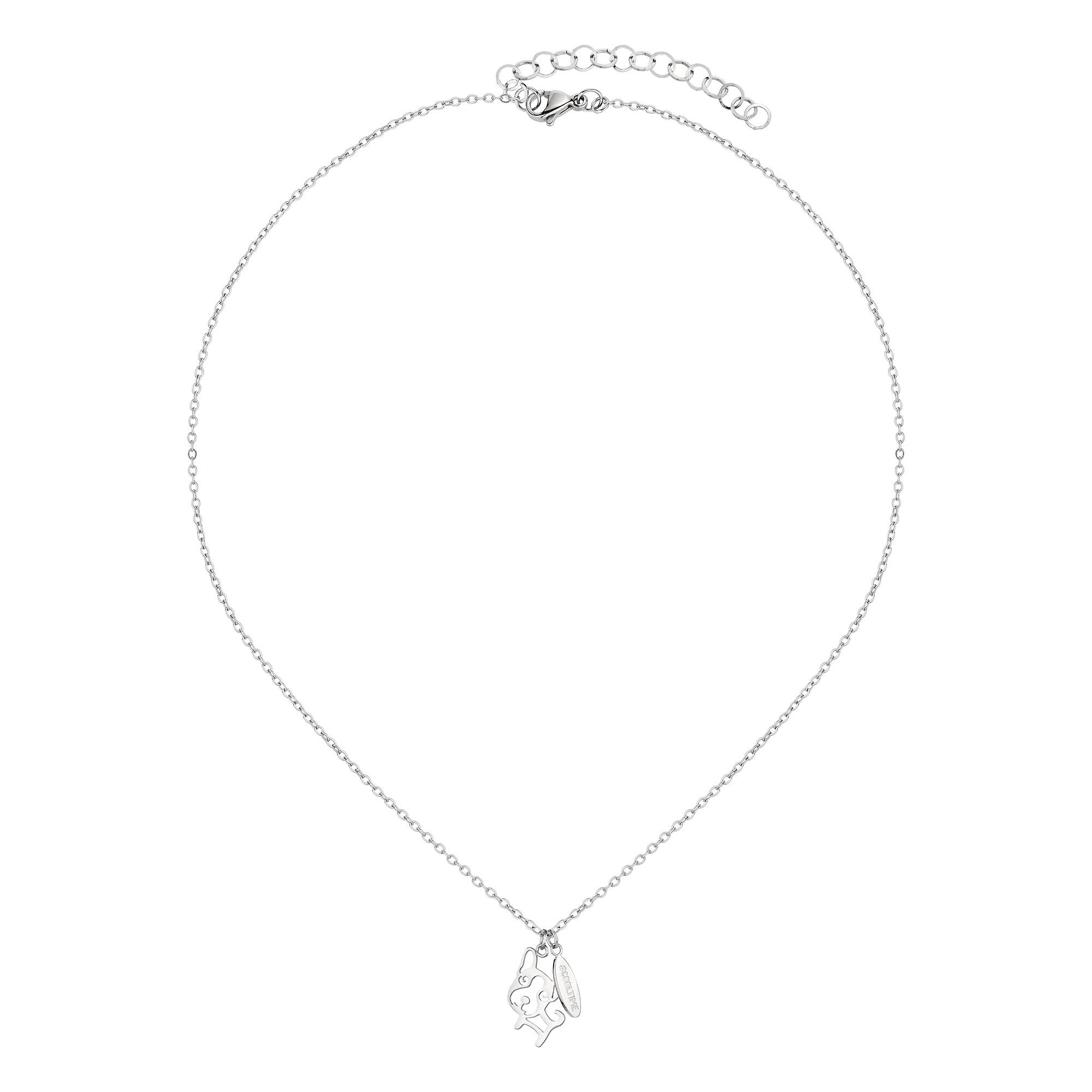 Cool Time Kids Halskette - The Cool Bully von Cool Time: Silberne Kette mit Katzen- und Fischgrätenanhänger, ideales Schmuck-Accessoire für kleine Tierliebhaber.