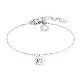 Cool Time Kids Armband; Ankerkette mit Smiley Anhänger in Blumenform in der Farbe silber Produktbild