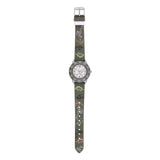 Cool Time Kids Armbanduhr mit Dino-Design auf dem Zifferblatt, grünem Gehäuse mit grünem, drehbarem Topring und grünem Kunstlederarmband mit Dino-Designs; Zusatzbild